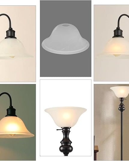 Giluta Small Floor Lamp Glass Shade Replacement Globe -Fitting Opening 1.625" Modern Alabaster Style Light Fixture Shade, Height: 4.13 inch, Width: 9.45 inch. Lipless - LeafyLoom