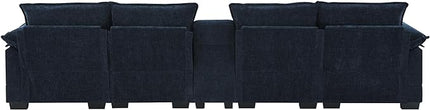 U Shaped Symmetrical Modular Sectional Sofa Cloud Couch with Double Chaise Lounge and Center Console,Cupholders and USB Ports, Deep Seat Upholstered Sleeper Corner Sofa&Couches for Living Room - LeafyLoom