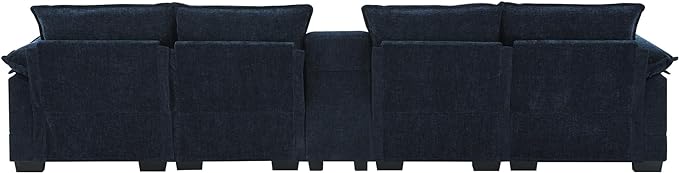 U Shaped Symmetrical Modular Sectional Sofa Cloud Couch with Double Chaise Lounge and Center Console,Cupholders and USB Ports, Deep Seat Upholstered Sleeper Corner Sofa&Couches for Living Room - LeafyLoom