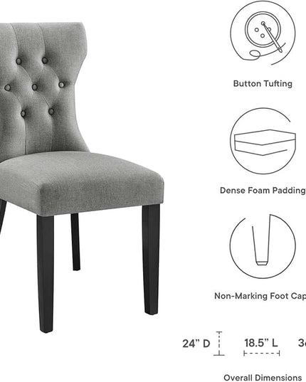 Modway Silhouette Modern Tufted Upholstered Fabric Parsons Kitchen Room, One Dining Chair, Light Gray - LeafyLoom