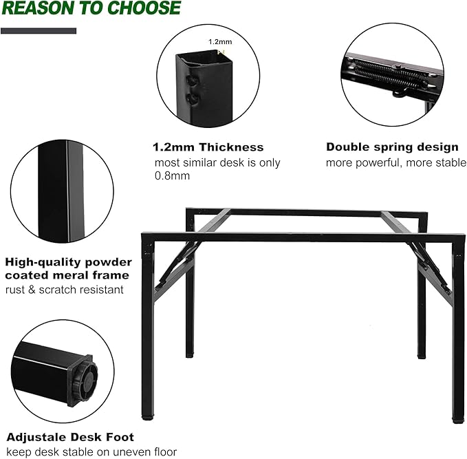 Need Home Office Desk - Large Computer Desk Sturdy Table Foldable Desk Gaming Computer Table No Assembly Required AC5BB 60 inch - LeafyLoom