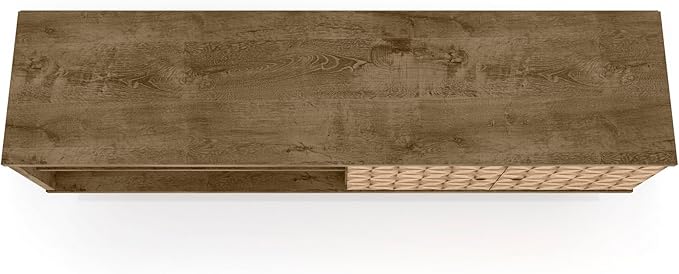 Manhattan Comfort Liberty Mid Century Modern TV Stand for Televisions up to 60 Inches, Bedroom and Living Room Entertainment Center with Storage, Shelves, and Cabinet, 63" Wide, Rustic Brown/3D Brown - LeafyLoom