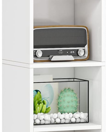70.9 Inch Tall Narrow Bookcase, Corner Bookshelf 6 Tier Cube Display Shelf Storage Organizer for Small Space, White - LeafyLoom