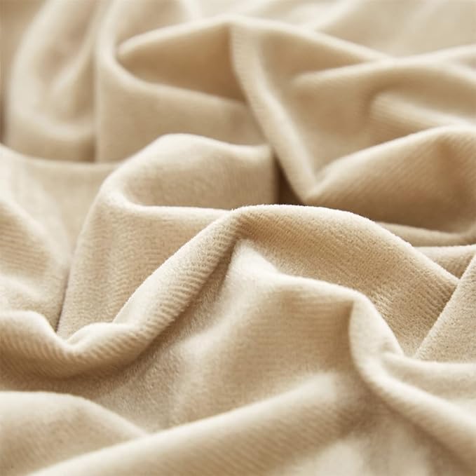 Wellboo Beige Velvet Comforter Sets Full Solid Cream Coffee Fluffy Bedding Comforters Luxury Champagne Flannel Quilts Women Men Light Taupe Fuzzy Blankets Modern Minimalist Khaki Tan Sherpa Plush Bed - LeafyLoom