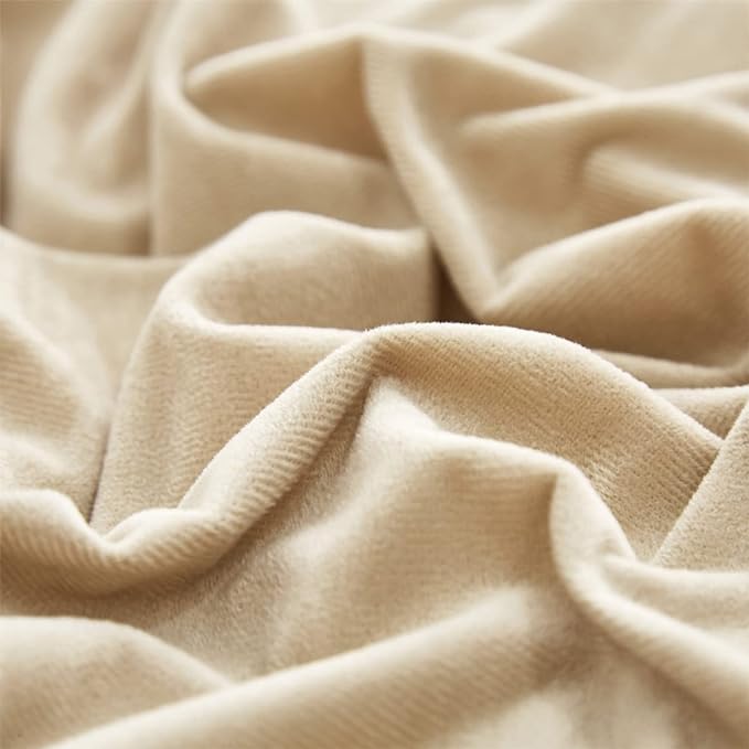 Wellboo Beige Velvet Comforter Sets Queen Solid Cream Coffee Fluffy Bedding Comforters Luxury Champagne Flannel Quilts Women Men Light Taupe Fuzzy Blankets Modern Minimalist Khaki Tan Sherpa Plush Bed - LeafyLoom