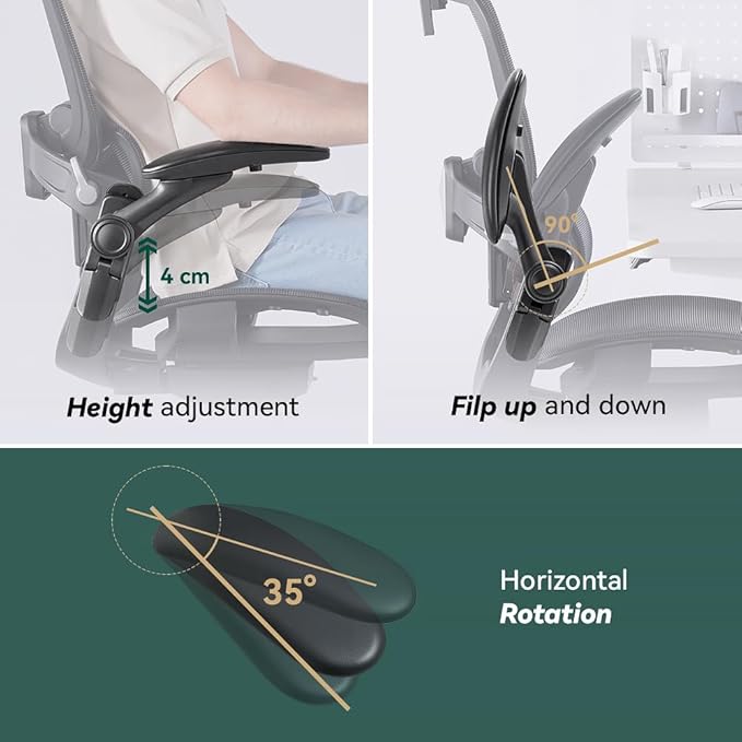 HINOMI H1 Classic V3 Ergonomic Office Chair with Lumbar Support - Comfy Computer Chair with Mesh, Home Office Desk Chair with Adjustable Arms, Comfortable Office Chair Back Support (without Headrest) - LeafyLoom