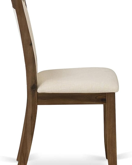 East West Furniture DLMZ3-AWA-32 Dublin 3 Piece Kitchen Set for Small Spaces Consist of a Round Wooden Table with Dropleaf and 2 Upholstered Parson Chairs, 42x42 Inch, Antique Walnut - LeafyLoom