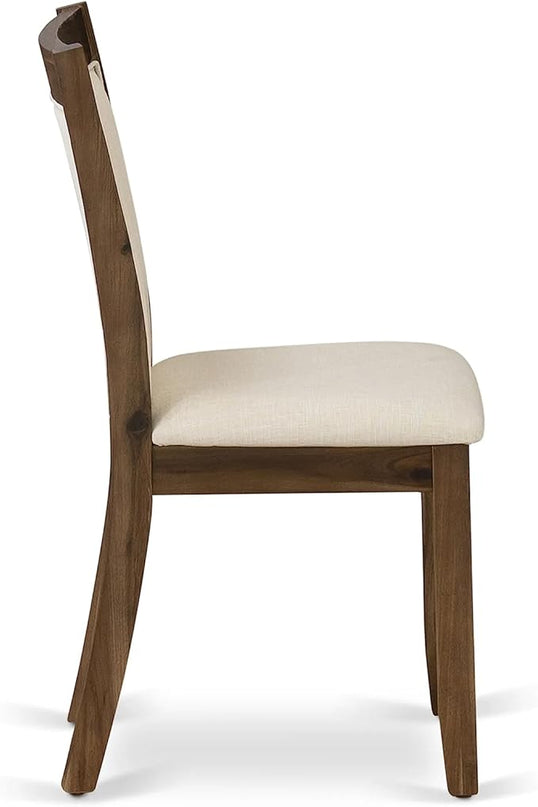 East West Furniture DLMZ3-AWA-32 Dublin 3 Piece Kitchen Set for Small Spaces Consist of a Round Wooden Table with Dropleaf and 2 Upholstered Parson Chairs, 42x42 Inch, Antique Walnut - LeafyLoom