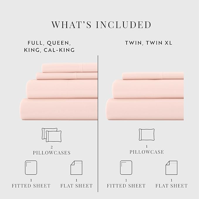 Linen Market Bed Sheets for Queen Size Bed (Blush) - Sleep Better Than Ever with These Soft and Cooling Queen Sheets - Deep Pocket Fits 16" Thick Beds - 4 Piece Queen Sheet Set - LeafyLoom