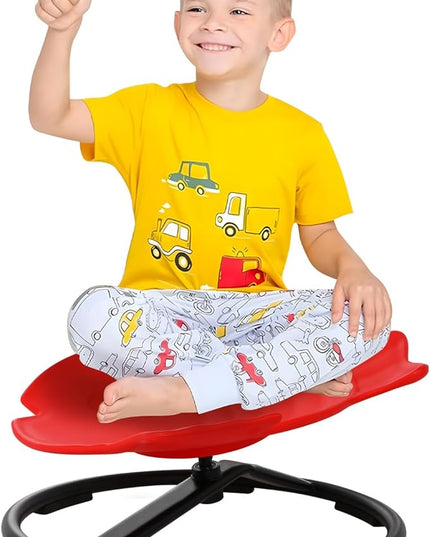 Spinning Chair for Kids Sensory, Kids Swivel Chair, Sit and Spin with Autism Spin Sensory Chair Improving Physical Coordination Red Non-Slip Metal Base for Child Aged 3+ - LeafyLoom