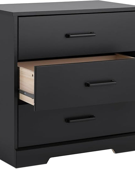 Prepac Three Drawer Nightstand, 16.25in x 27.5in x 26.75in, Rustic Black - LeafyLoom