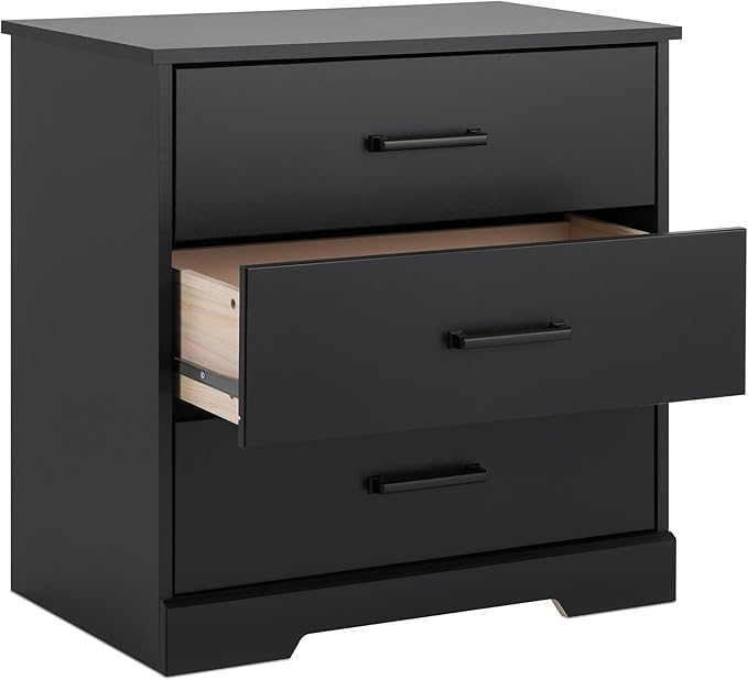 Prepac Three Drawer Nightstand, 16.25in x 27.5in x 26.75in, Rustic Black - LeafyLoom