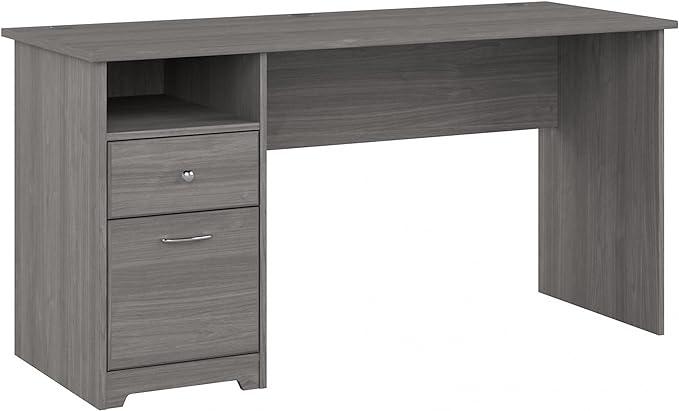 Bush Business Furniture Cabot Desks for Home Office with Storage and Chrome Hardware, Elegant Computer Table with Drawers, 60W, Modern Gray - LeafyLoom