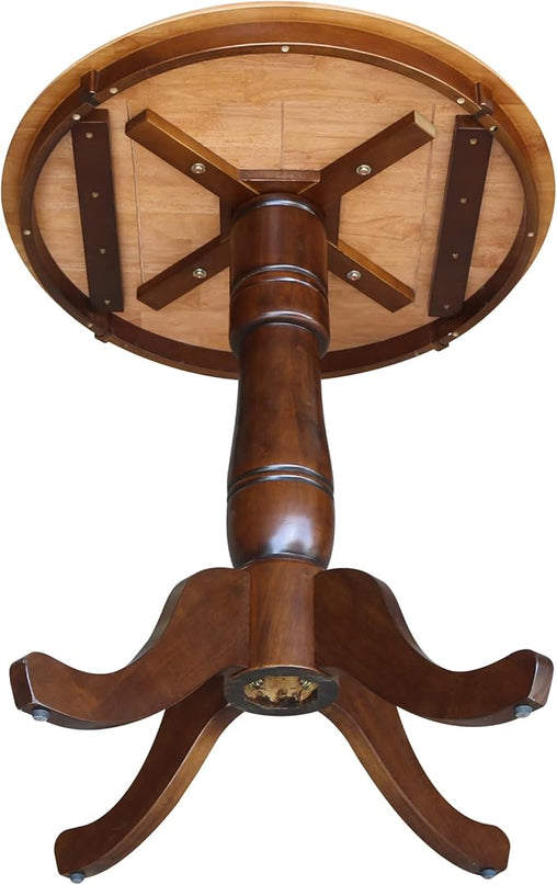 International Concepts 30" Round Top Pedestal Table, 30 in (W) x 30 in D x 34.9 in H, Cinnamon/Espresso - LeafyLoom