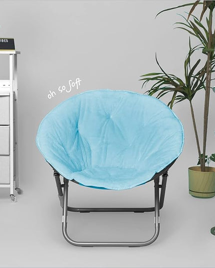 Faux Fur Saucer Chair, Light Blue - LeafyLoom