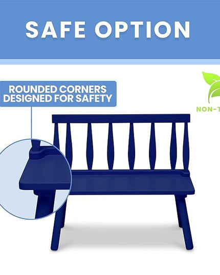 Delta Children Windsor Bench, Navy - LeafyLoom