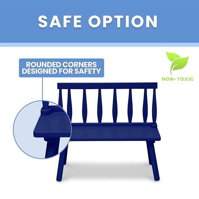 Delta Children Windsor Bench, Navy - LeafyLoom
