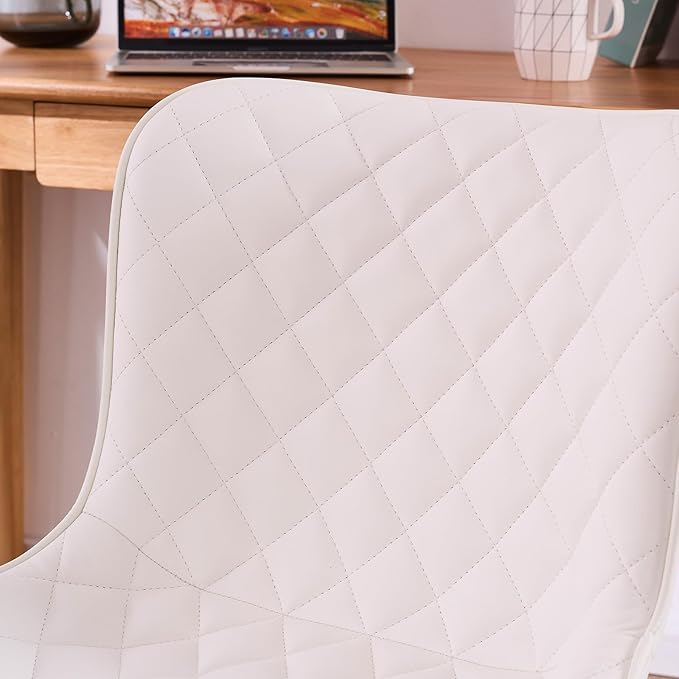 Kidol & Shellder Dining Chairs Set of 2 Modern Upholstered Dining Chair Leather Armless Kitchen and Dining Room Chairs White, Loads up to 300lbs - LeafyLoom