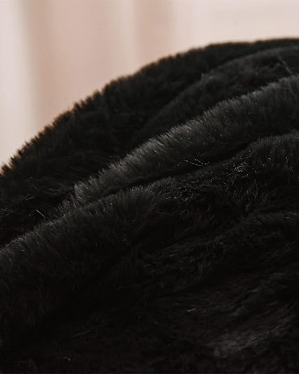 A Nice Night Faux Fur Reading Pillow Bed Wedge Large Adult Children Backrest with Arms Back Support for Sitting Up in Bed/Couch for Bedrest,Black,Large - LeafyLoom