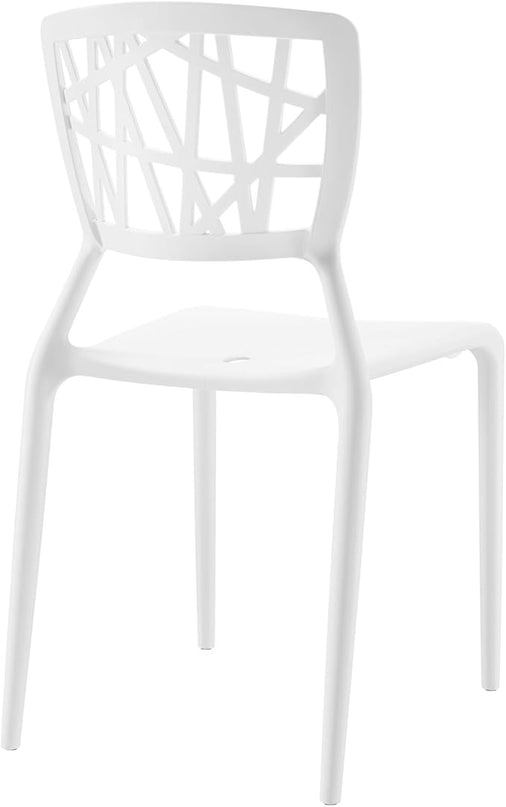 Modway Astro Stacking Accent Kitchen and Dining Room Chair in White - Fully Assembled - LeafyLoom