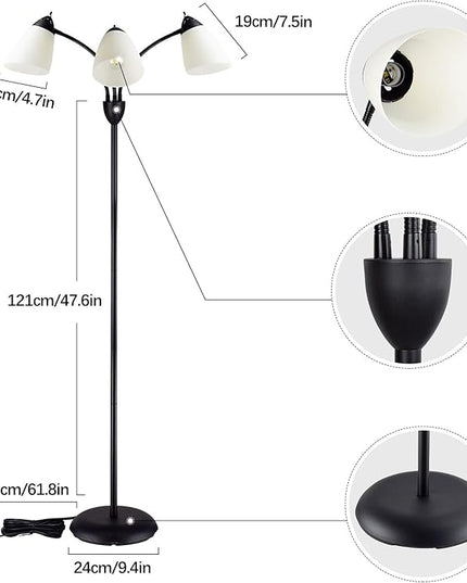 DINGLILIGHTING Floor Lamp Modern for Living: Flexible Gooseneck Floor Lamps Standing for Bedroom Home Office - Tall Floor Lights - LeafyLoom