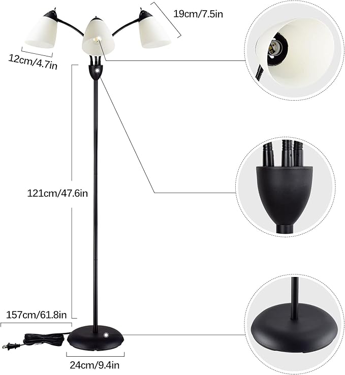 DINGLILIGHTING Floor Lamp Modern for Living: Flexible Gooseneck Floor Lamps Standing for Bedroom Home Office - Tall Floor Lights - LeafyLoom