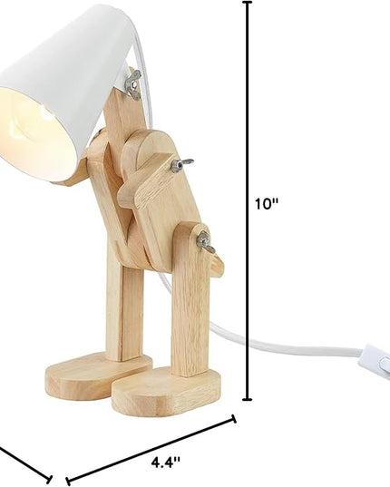 Globe Electric 56107 Terry Dinosaur 10" Wooden Desk Lamp, White Shade, in-Line On/Off Rocker Switch - LeafyLoom