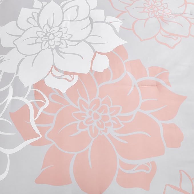 Floral Comforter Set King 7 Piece Bed in a Bag Coral Flower Comforter with Sheet Set Soft Micorfiber Bedding Set (1 Comforter,2 Pillow Shams,1 Flat Sheet,1 Fitted Sheet,2 Pillowcases) - LeafyLoom