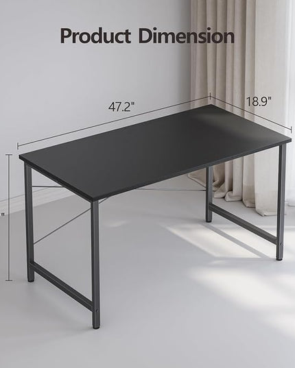 BANTI Computer Desk,47 inch Home Office Desk, Modern Simple Style PC Table for Home, Office, Study, Writing, Black - LeafyLoom