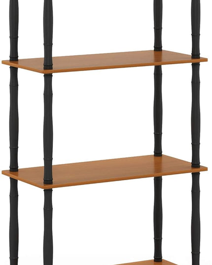 Furinno Turn-N-Tube 4-Tier Multipurpose Shelf Display Rack, Classic Tubes, Light Cherry/Black - LeafyLoom