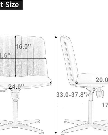 Armless Office Chair Wide Desk Chair Mid Back Accent Chair Padded Swivel Vanity Chair for Girl Women Computer Task Chair for Home Office (Linen, Beige with Cross Base) - LeafyLoom