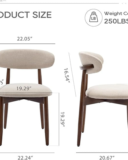 COLAMY Wooden Dining Chairs Set of 2, Modern Fabric Upholstered Kitchen Side Chairs, Farmhouse Dining Room Chair with Foot Pegs, Beige - LeafyLoom