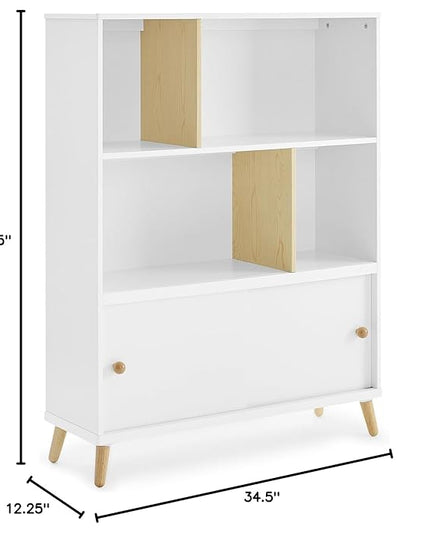 Delta Children Essex Bookcase - Greenguard Gold Certified, Bianca White/Natural - LeafyLoom