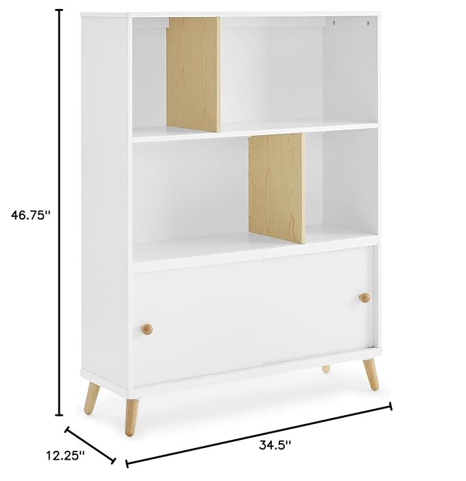 Delta Children Essex Bookcase - Greenguard Gold Certified, Bianca White/Natural - LeafyLoom