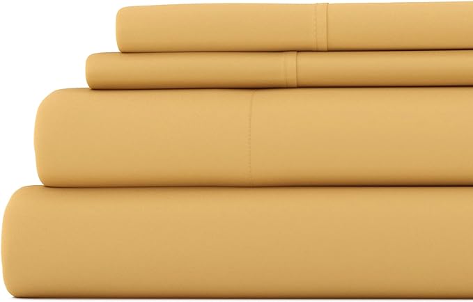 Linen Market Bed Sheets for Queen Size Bed (Gold) - Sleep Better Than Ever with These Soft and Cooling Queen Sheets - Deep Pocket Fits 16" Thick Beds - 4 Piece Queen Sheet Set - LeafyLoom