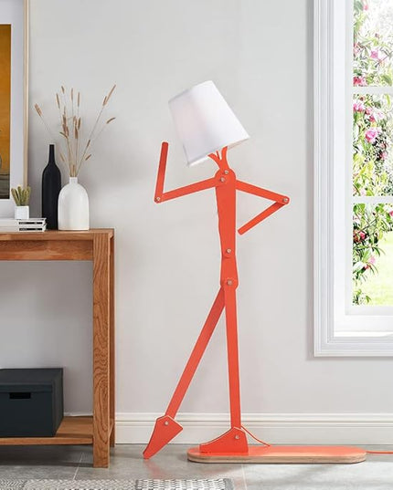 Cool Tall Floor Lamp for Bedroom & Living Room - Unique Corner Decorative Reading Standing Light Wood Creative Swing Arm Design Gift for Kids/Boys/Girls, Home, Farmhouse - Bulb Included - LeafyLoom