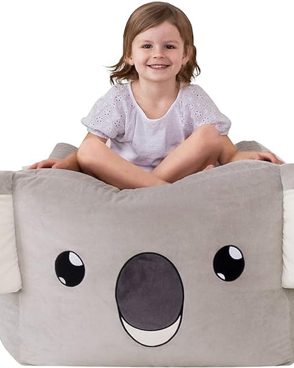 Aubliss Stuffed Animal Storage Bean Bag Chairs for Kids, Velvet Extra Soft Beanbag Chair Cover, X-Large Stuffable Zipper Bean Bag for Organizing Plush Toys Boys Girls, Koala - LeafyLoom