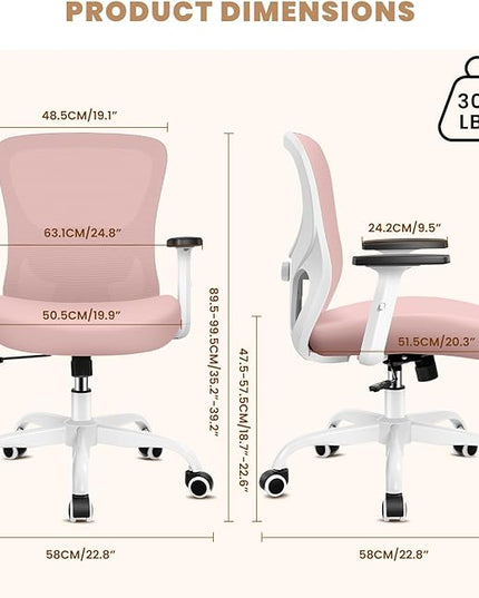 Office Chair Ergonomic Desk Chair with Adjustable Lumbar Support, Swivel Comfy Computer Chair Heavy Duty Executive Chair for Home Office - LeafyLoom