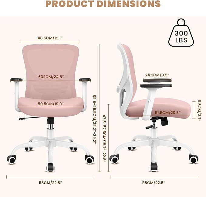 Office Chair Ergonomic Desk Chair with Adjustable Lumbar Support, Swivel Comfy Computer Chair Heavy Duty Executive Chair for Home Office - LeafyLoom