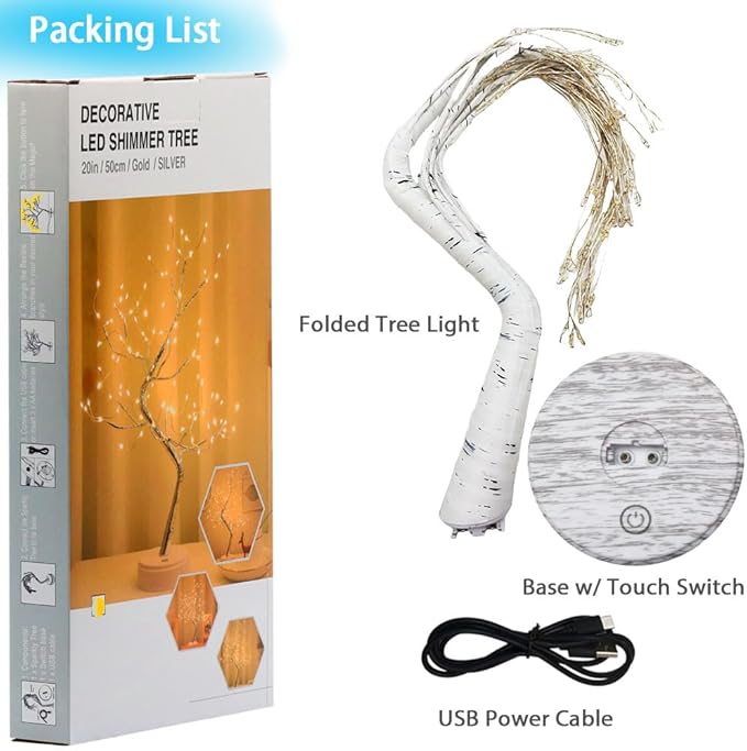 OTAVILEM Room Decor, 20" 108 LED Twinkling Tree Lamp, DIY Artificial Tree Lamp, Battery/USB Operated, Tabletop Bonsai Tree Light for Living Room Bedroom Christmas Home Gifts House Decor - LeafyLoom
