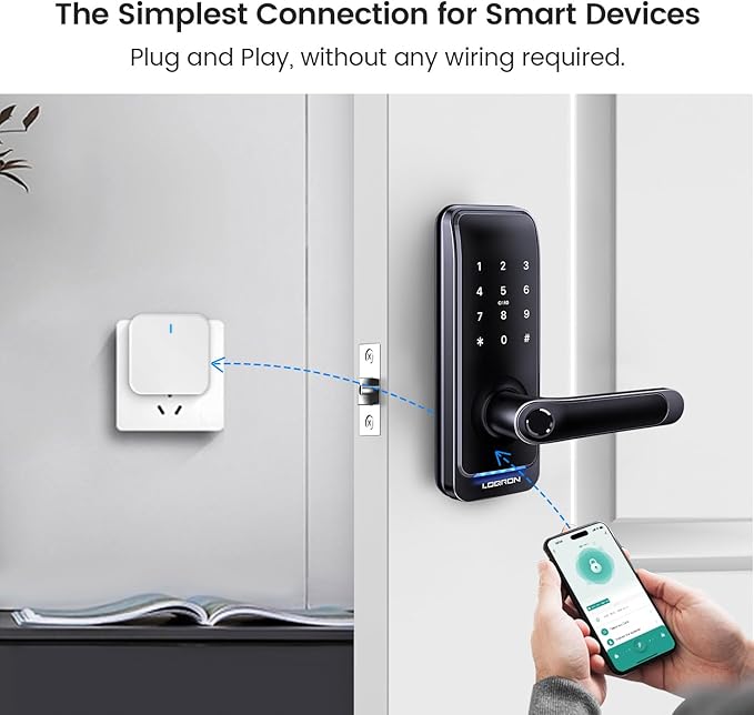 Wi-Fi Gateway for Tuya Smart Door Lock, Wi-Fi Bridge for Bluetooth Lock Remotely Control with Tuya/SmartLife App, Gateway Smart Hub Remote Control for Door Locks MakeYourHomeMoreElegantAndSafer