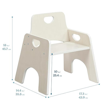 ECR4Kids Stackable Wooden Toddler Chair, 10in, Kids Furniture, White Wash, 2-Pack - LeafyLoom