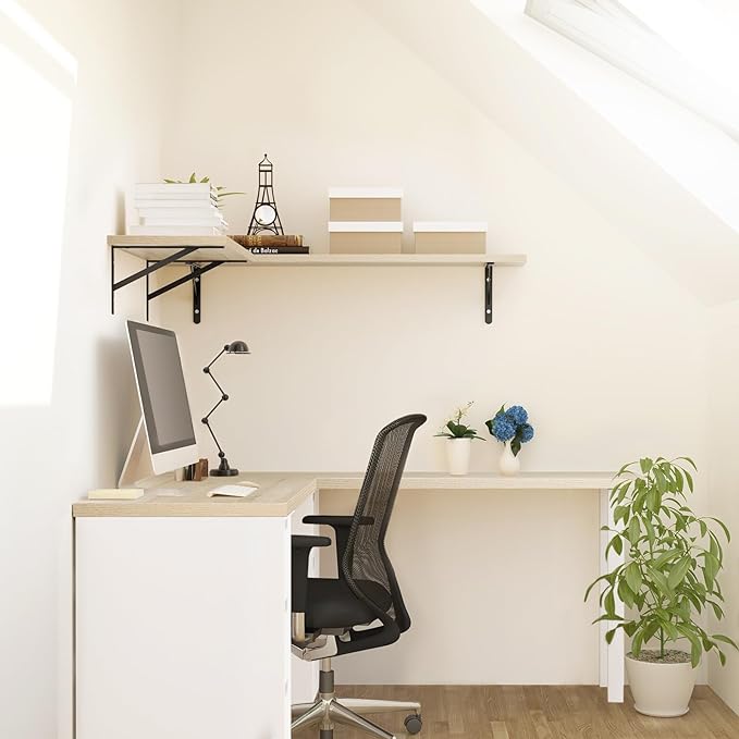 Kaboon Universal Tabletop 47.25"x30", Solid One-Piece Melamine Table Top, Double Desk L-Desk DIY, Home and Office, Oak - LeafyLoom
