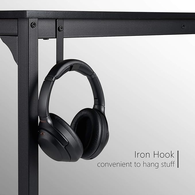 CubiCubi Computer Desk, 55" Study Writing Table for Home Office, Modern Simple Style PC Desk, Black - LeafyLoom