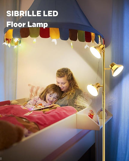 Gold Floor Lamp, 36W Modern LED Floor Lamp with Remote & Touch Control, 4 Color Temperatures, 3 Rotatable Lights, Floor Lamps for Living Room Bright Lighting, Bedroom, Office - LeafyLoom