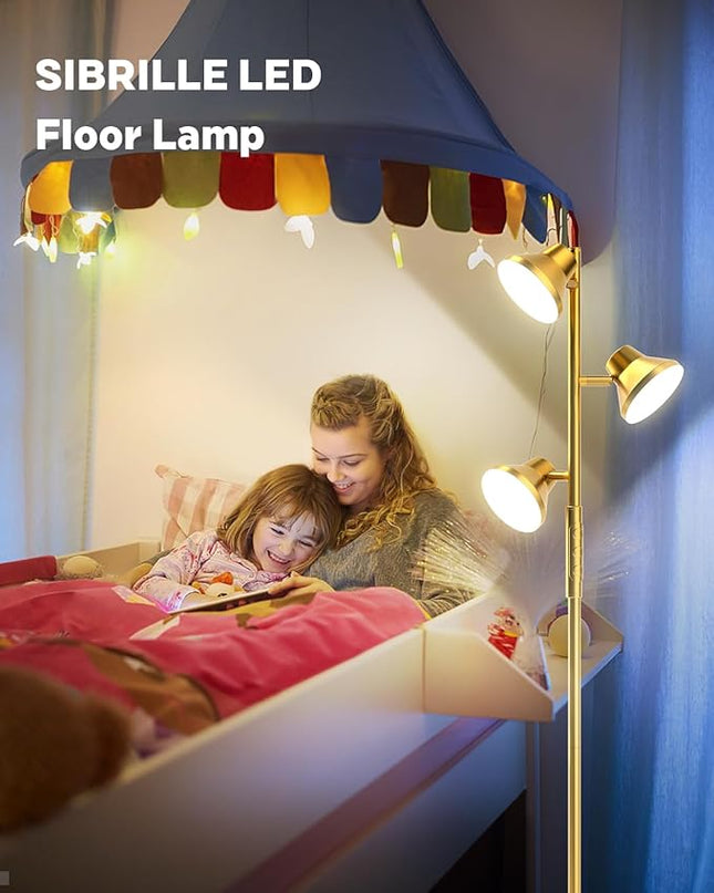 Gold Floor Lamp, 36W Modern LED Floor Lamp with Remote & Touch Control, 4 Color Temperatures, 3 Rotatable Lights, Floor Lamps for Living Room Bright Lighting, Bedroom, Office - LeafyLoom