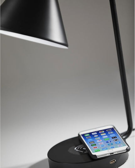 Adesso 4507-01 Maxine Desk Lamp Wireless Charging, 7W LED, 5W QI, USB Port, Indoor Lighting Lamps - LeafyLoom