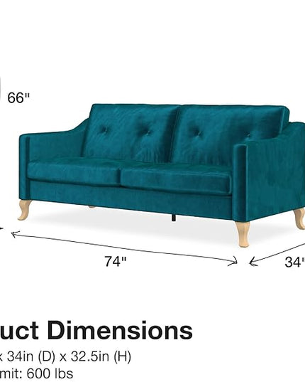 Mr. Kate Tess Sofa with Soft Pocket Coil Cushions, Small Space Living Room Furniture, Green Velvet - LeafyLoom