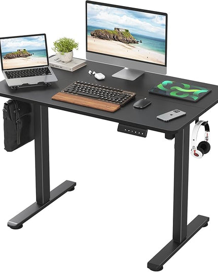STARY Electric Memory Preset 40 x 24 Inches Adjustable Height Computer Workstation Sit Stand Home Office Desk with Splice Board, 4024, Black Desktop/Black Frame - LeafyLoom