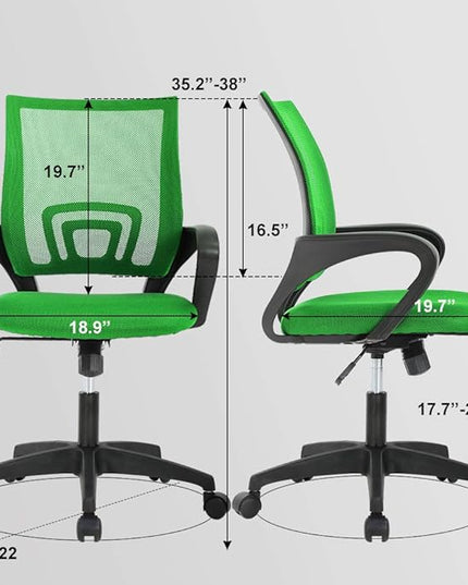 BestOffice Home Office Chair Ergonomic Desk Chair Mesh Computer Chair with Lumbar Support Armrest Executive Rolling Swivel Adjustable Mid Back Task Chair,Green - LeafyLoom